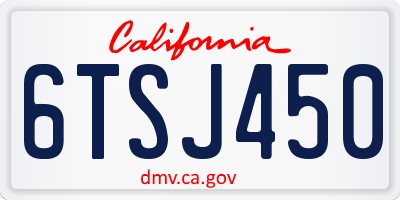 CA license plate 6TSJ450