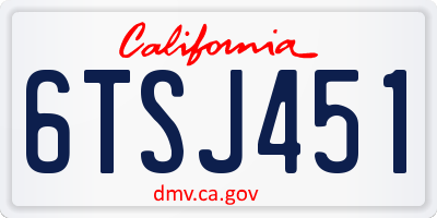 CA license plate 6TSJ451