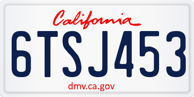 CA license plate 6TSJ453