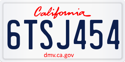 CA license plate 6TSJ454