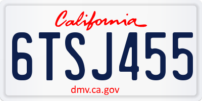 CA license plate 6TSJ455