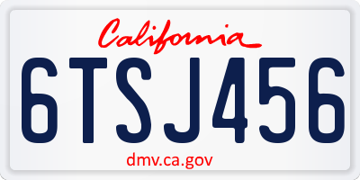 CA license plate 6TSJ456