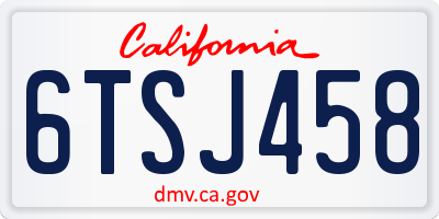 CA license plate 6TSJ458