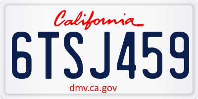 CA license plate 6TSJ459