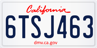 CA license plate 6TSJ463