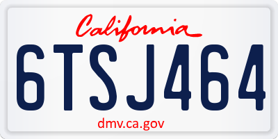 CA license plate 6TSJ464