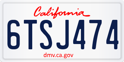 CA license plate 6TSJ474