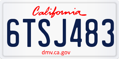 CA license plate 6TSJ483