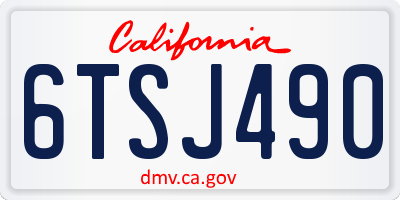 CA license plate 6TSJ490