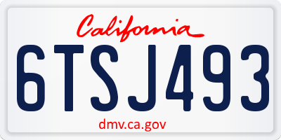 CA license plate 6TSJ493