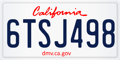 CA license plate 6TSJ498