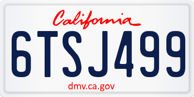 CA license plate 6TSJ499