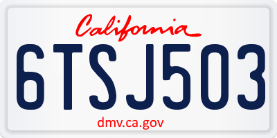 CA license plate 6TSJ503