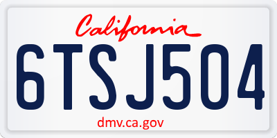 CA license plate 6TSJ504