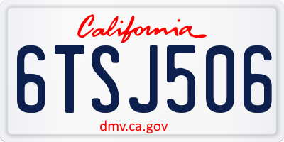 CA license plate 6TSJ506