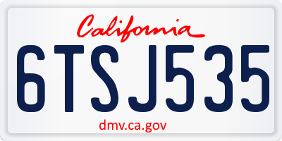 CA license plate 6TSJ535