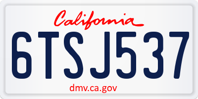 CA license plate 6TSJ537