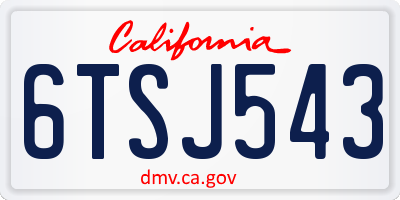 CA license plate 6TSJ543