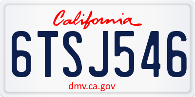 CA license plate 6TSJ546