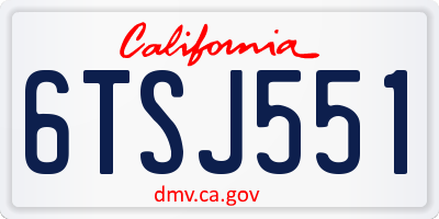 CA license plate 6TSJ551