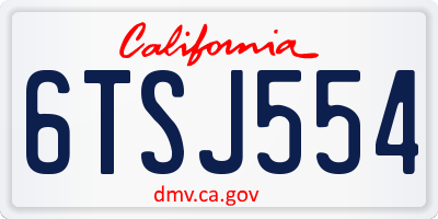 CA license plate 6TSJ554