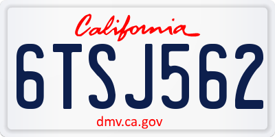 CA license plate 6TSJ562