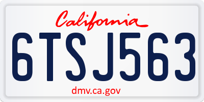 CA license plate 6TSJ563