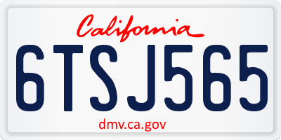 CA license plate 6TSJ565