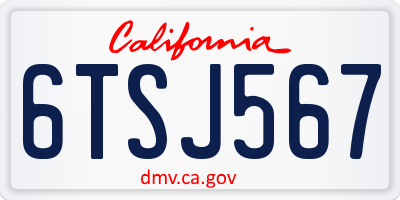 CA license plate 6TSJ567