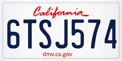 CA license plate 6TSJ574