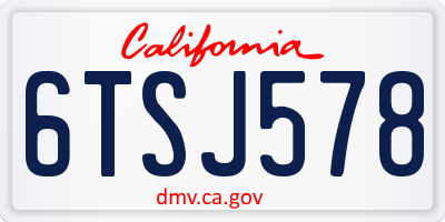 CA license plate 6TSJ578