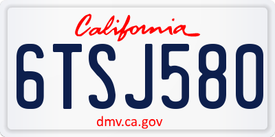 CA license plate 6TSJ580