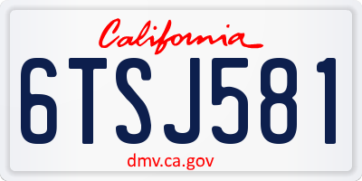 CA license plate 6TSJ581