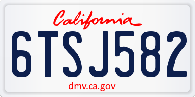 CA license plate 6TSJ582