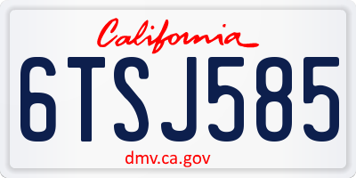 CA license plate 6TSJ585