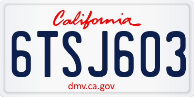 CA license plate 6TSJ603