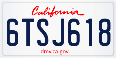 CA license plate 6TSJ618
