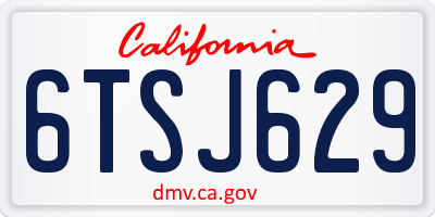 CA license plate 6TSJ629