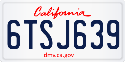 CA license plate 6TSJ639