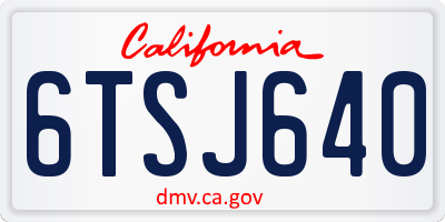 CA license plate 6TSJ640