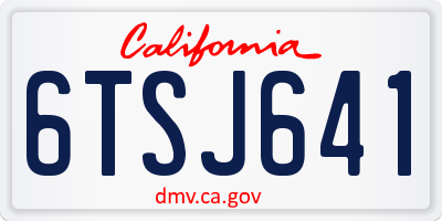 CA license plate 6TSJ641