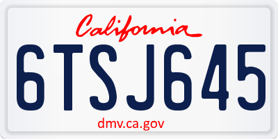 CA license plate 6TSJ645