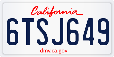 CA license plate 6TSJ649