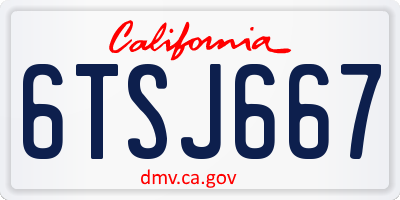 CA license plate 6TSJ667