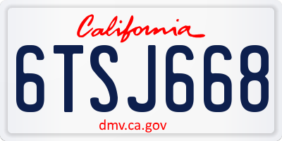 CA license plate 6TSJ668