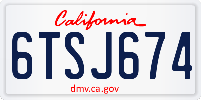 CA license plate 6TSJ674