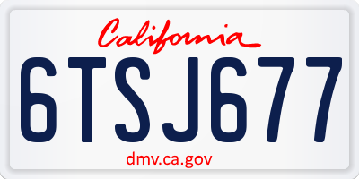 CA license plate 6TSJ677