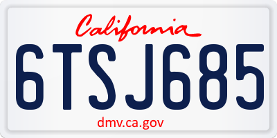 CA license plate 6TSJ685