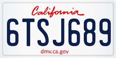 CA license plate 6TSJ689