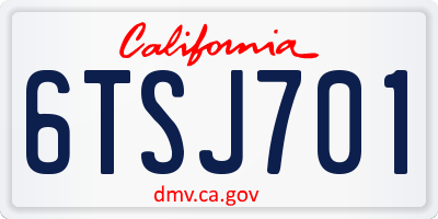 CA license plate 6TSJ701